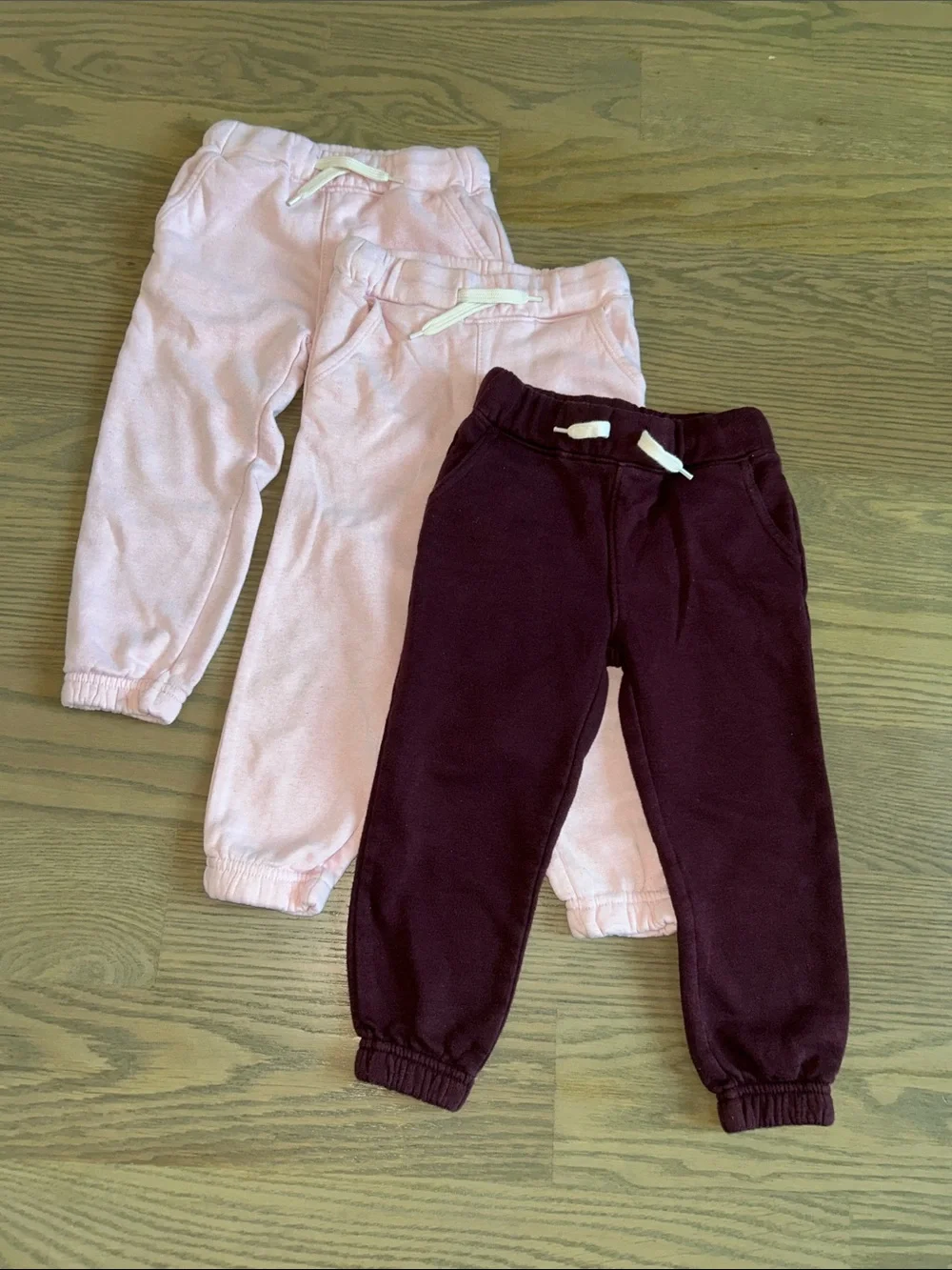 Old Navy Kids Plush Joggers in Light Pink and Burgundy - set of 3